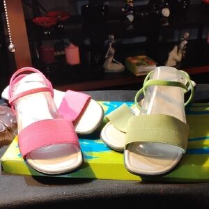 White Stag Hot Pink and Green Sandals